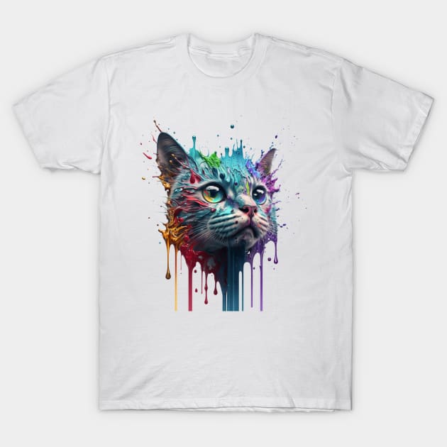 Cat Splash Art: Playful Fantasy Portrait #4 T-Shirt by AntielARt